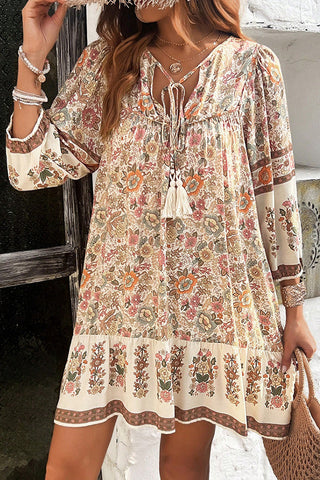 Bohemia Print  V Neck Casual Dress