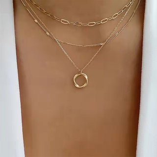 Fashion Circle Charm Layered Necklace