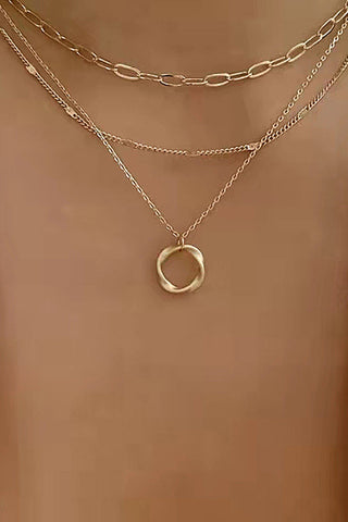 Fashion Circle Charm Layered Necklace