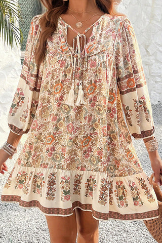 Bohemia Print  V Neck Casual Dress