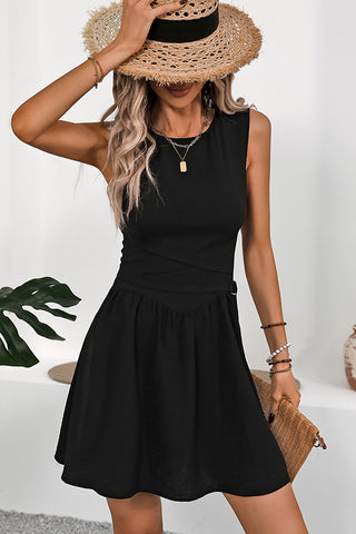 Fashion Solid Color Sleeveless Mini Dress