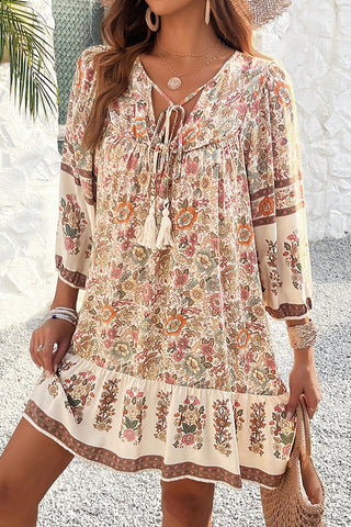 Bohemia Print  V Neck Casual Dress