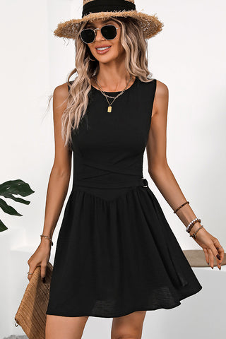 Fashion Solid Color Sleeveless Mini Dress