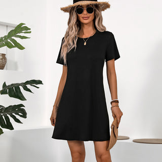 Fashion Solid Black Casual Dress