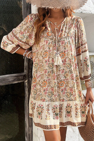 Bohemia Print  V Neck Casual Dress