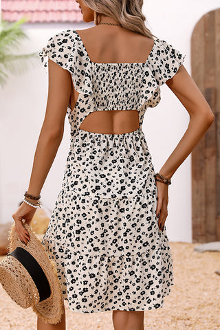 Fashion Floral Print V Neck Casual Dress