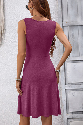 V Neck Hook Design Solid Casual Dress