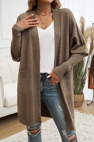 Solid Color Long Sleeve Open Front Cardigan