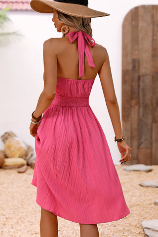 Fashion Halter Neck Solid Color Casual Dress