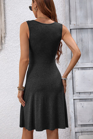 Fashion Hook Design V Neck Solid Casual Dress