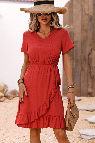 Fashion V Neck Solid Color Causal Dress