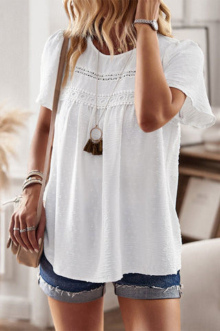 Solid Color Round Neck Casual Style Tops