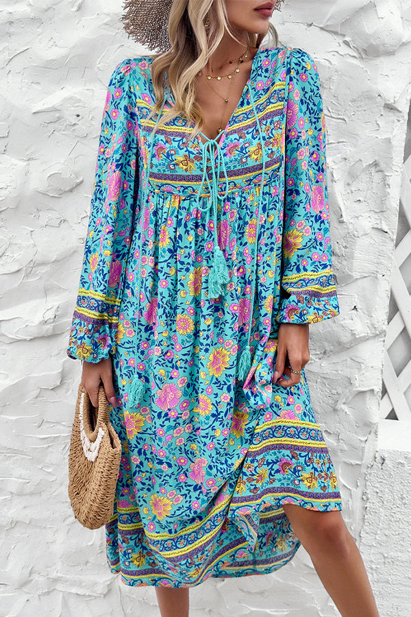 Bohemia Print Holiday Style Midi Dress – Beachsissi