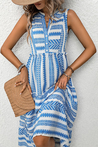 Bohemia Print Sleeveless V Neck Casual Dress