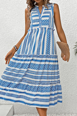 Bohemia Print Sleeveless V Neck Casual Dress