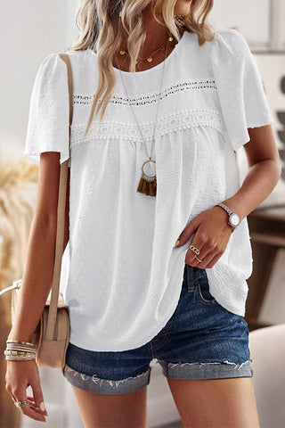 Solid Color Round Neck Casual Style Tops