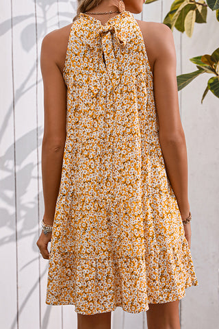 Floral Print Halter Neck Casual Mini Dress