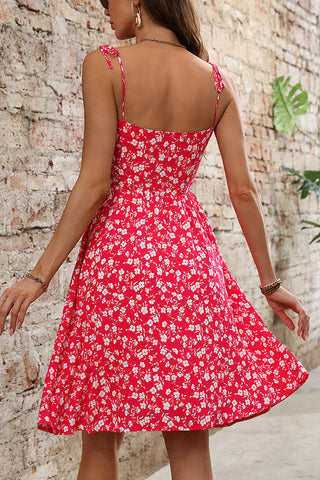 Cute Floral Print Ruched Front Casual Dress